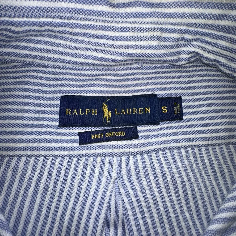 Ralph Lauren Adult Half Button Down Shirt Small (S) Blue White Pennant Preppy